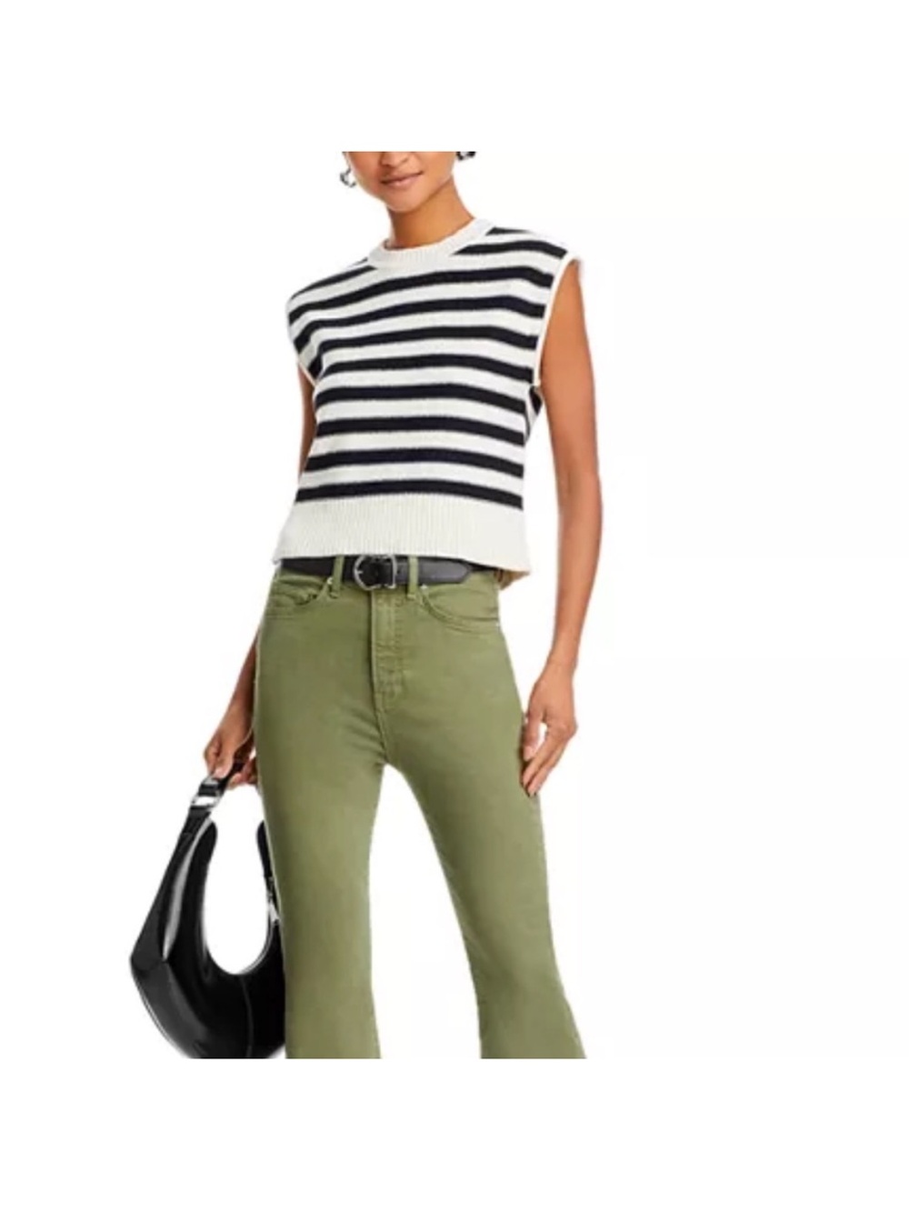 New! Veronica Beard Vera Striped Knit Sleeveless Top Sweater Tank Large - Picture 3 of 8